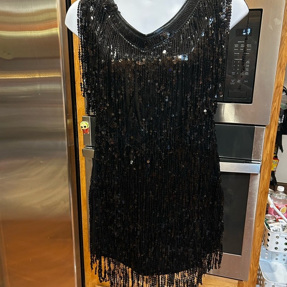 Black Sequin Fringe Dress - Picture 7 of 7